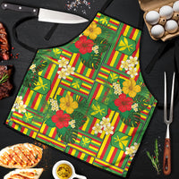 Hawaii Kanaka Maoli Hibiscus Apron Hawaiian Flag Motif LT9 Green - Polynesian Pride