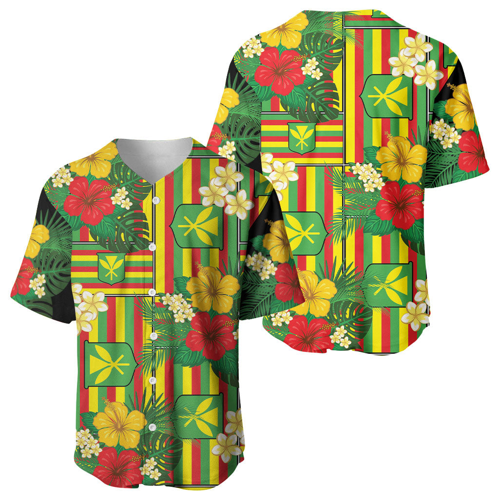 Hawaii Kanaka Maoli Hibiscus Baseball Jersey Hawaiian Flag Motif LT9 - Polynesian Pride