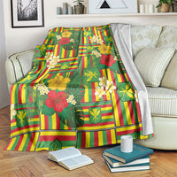 Hawaii Kanaka Maoli Hibiscus Blanket Hawaiian Flag Motif LT9 Green - Polynesian Pride