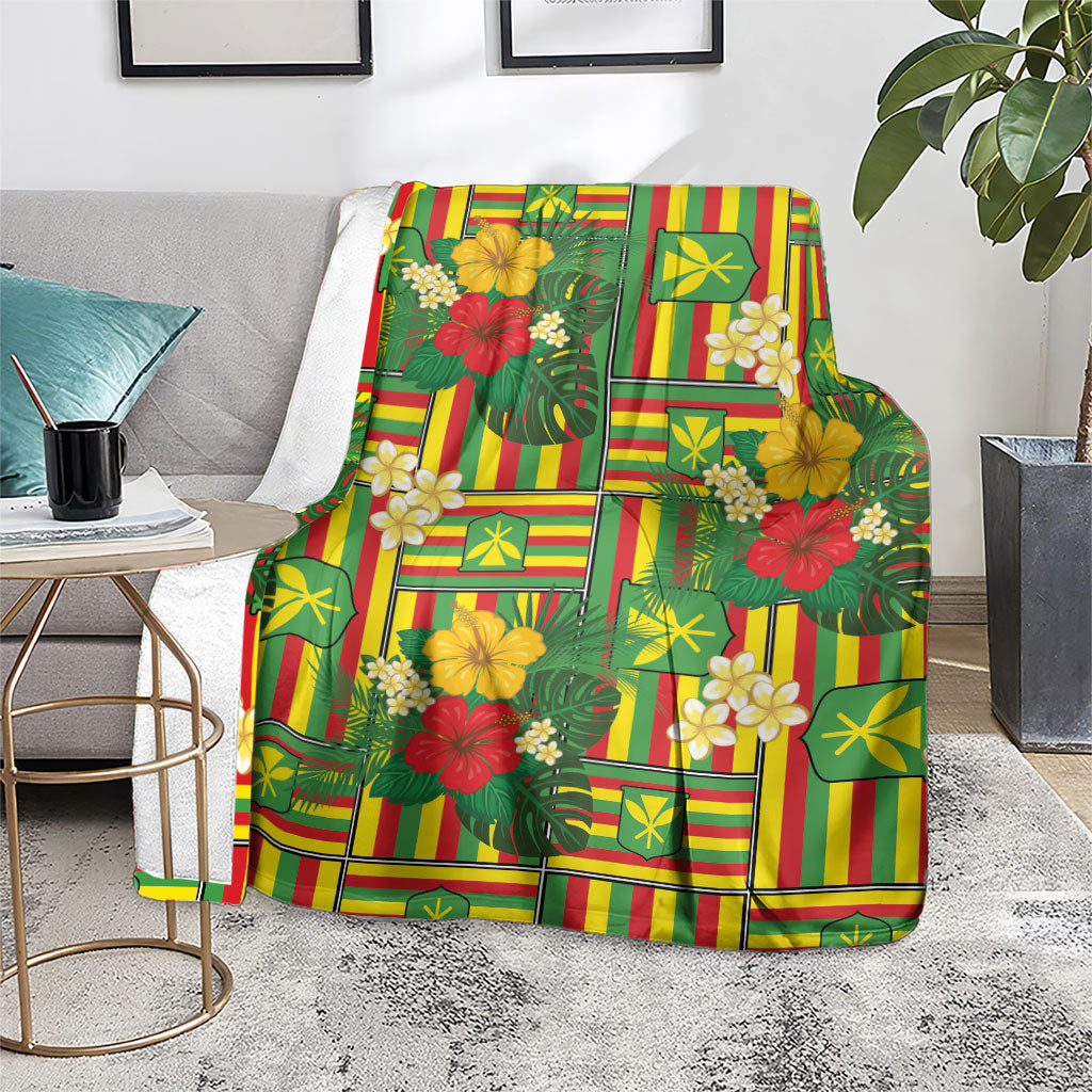 Hawaii Kanaka Maoli Hibiscus Blanket Hawaiian Flag Motif LT9 - Polynesian Pride