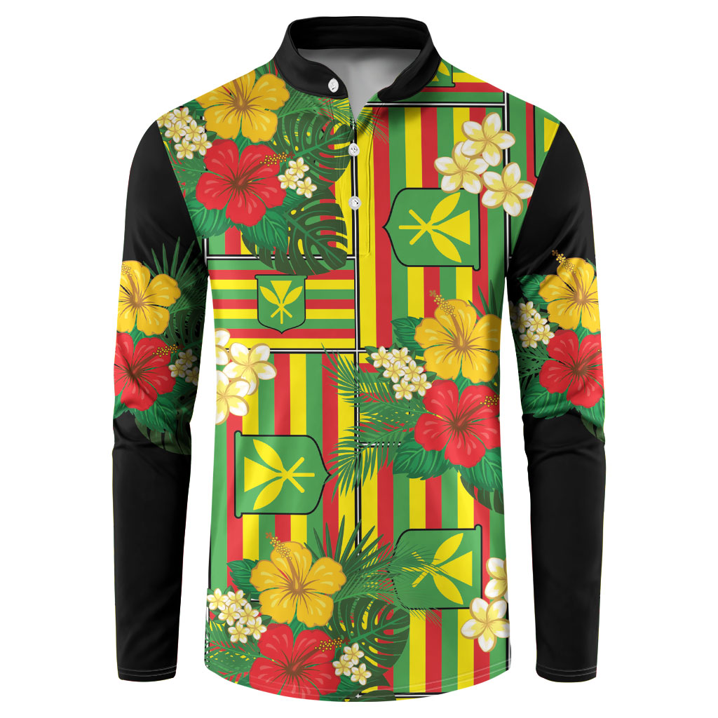 Hawaii Kanaka Maoli Hibiscus Button Sweatshirt Hawaiian Flag Motif LT9 Green - Polynesian Pride