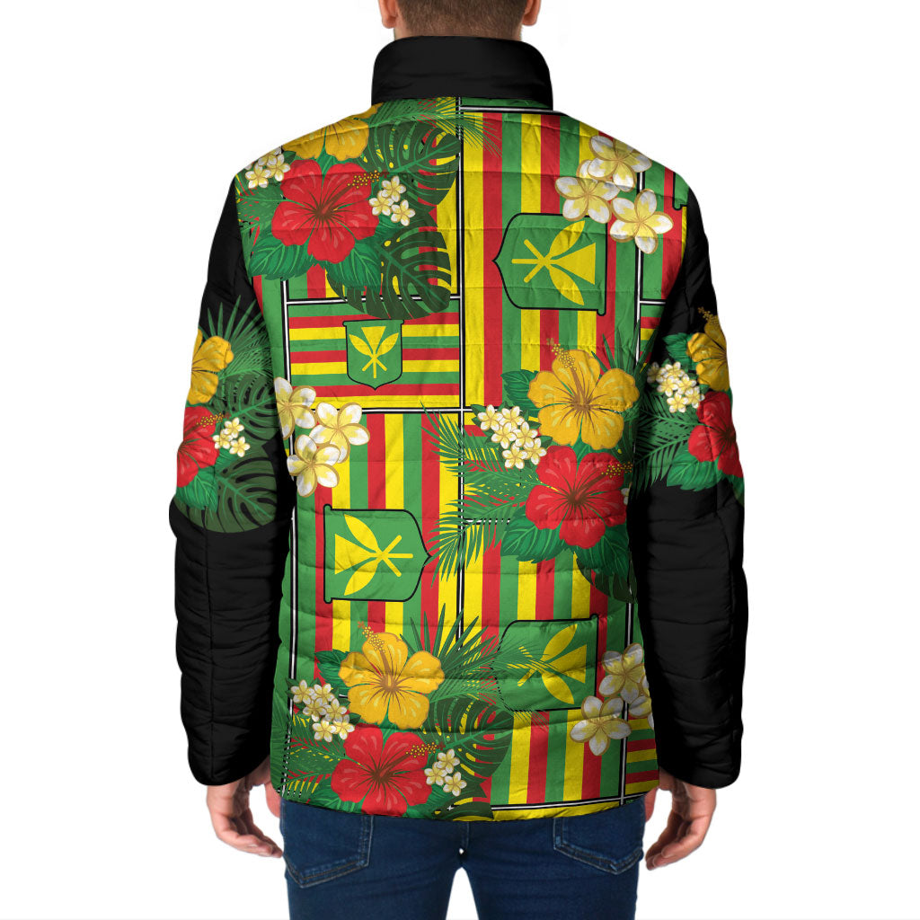 Hawaii Kanaka Maoli Hibiscus Padded Jacket Hawaiian Flag Motif LT9 - Polynesian Pride
