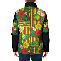 Hawaii Kanaka Maoli Hibiscus Padded Jacket Hawaiian Flag Motif LT9 - Polynesian Pride