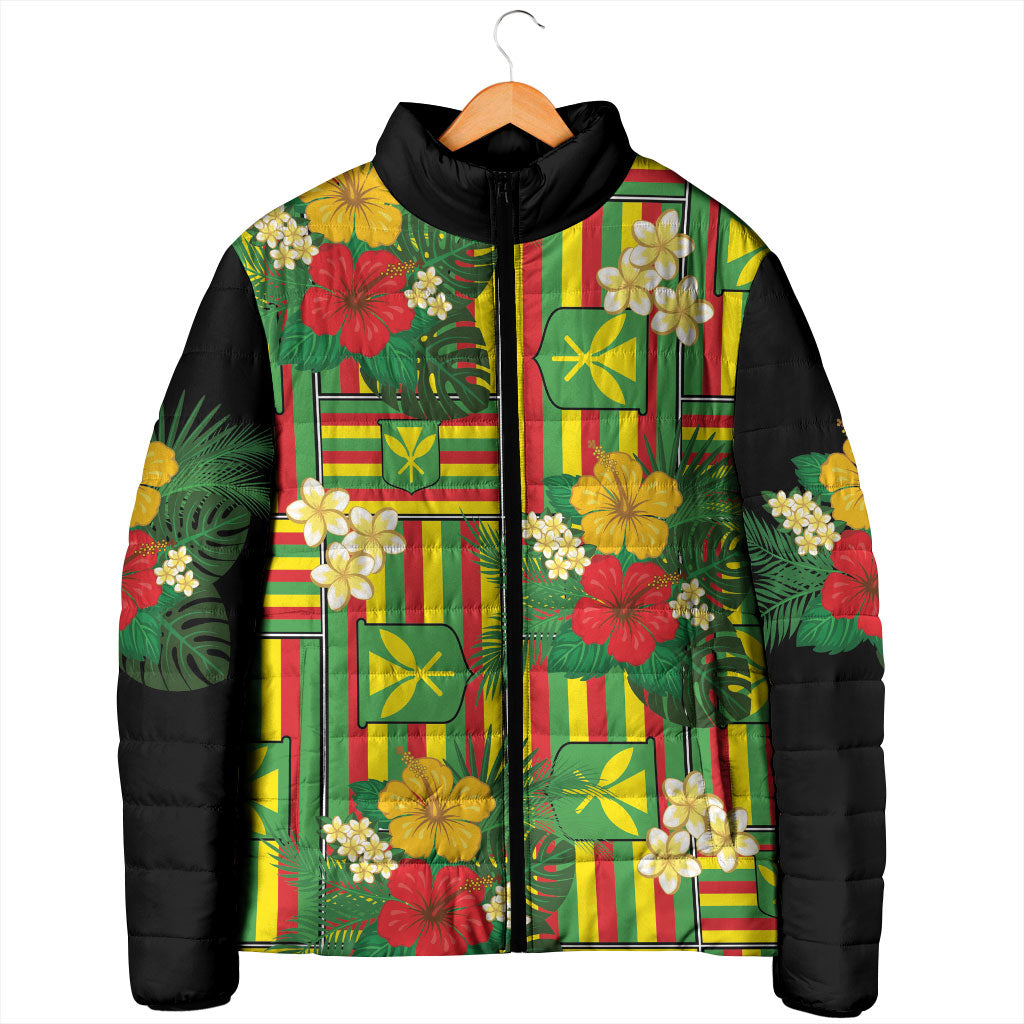 Hawaii Kanaka Maoli Hibiscus Padded Jacket Hawaiian Flag Motif LT9 - Polynesian Pride