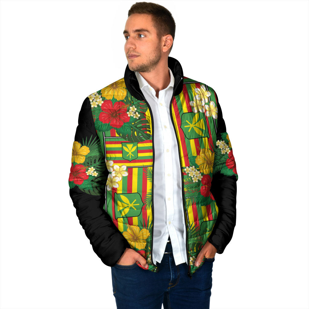 Hawaii Kanaka Maoli Hibiscus Padded Jacket Hawaiian Flag Motif LT9 - Polynesian Pride