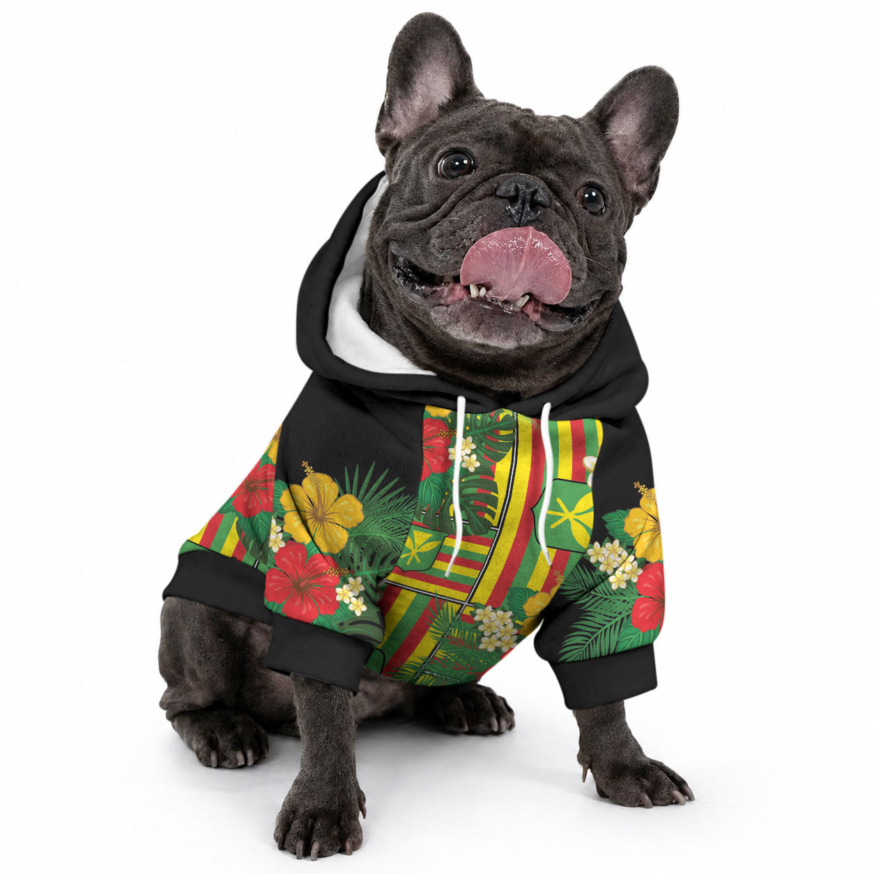 Hawaii Kanaka Maoli Hibiscus Pet Hoodie Hawaiian Flag Motif LT9 - Polynesian Pride