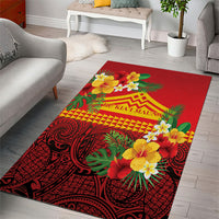 Hawaii Ku Kia'i Mauna Area Rug Hibiscus Kakau Pattern LT9 - Polynesian Pride