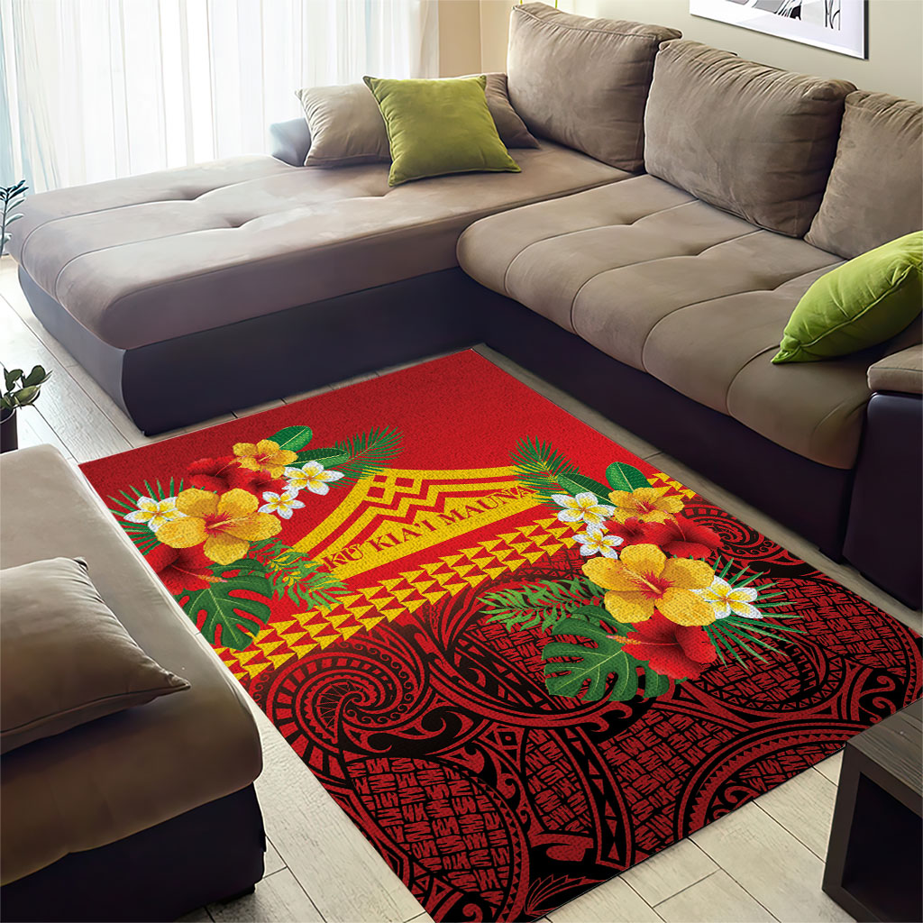 Hawaii Ku Kia'i Mauna Area Rug Hibiscus Kakau Pattern LT9 - Polynesian Pride