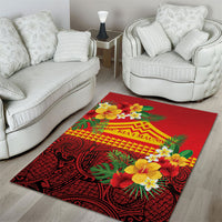 Hawaii Ku Kia'i Mauna Area Rug Hibiscus Kakau Pattern LT9 - Polynesian Pride