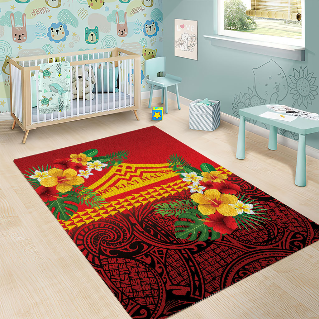 Hawaii Ku Kia'i Mauna Area Rug Hibiscus Kakau Pattern LT9 - Polynesian Pride