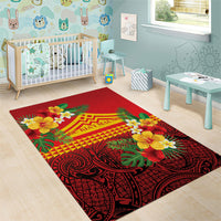 Hawaii Ku Kia'i Mauna Area Rug Hibiscus Kakau Pattern LT9 - Polynesian Pride