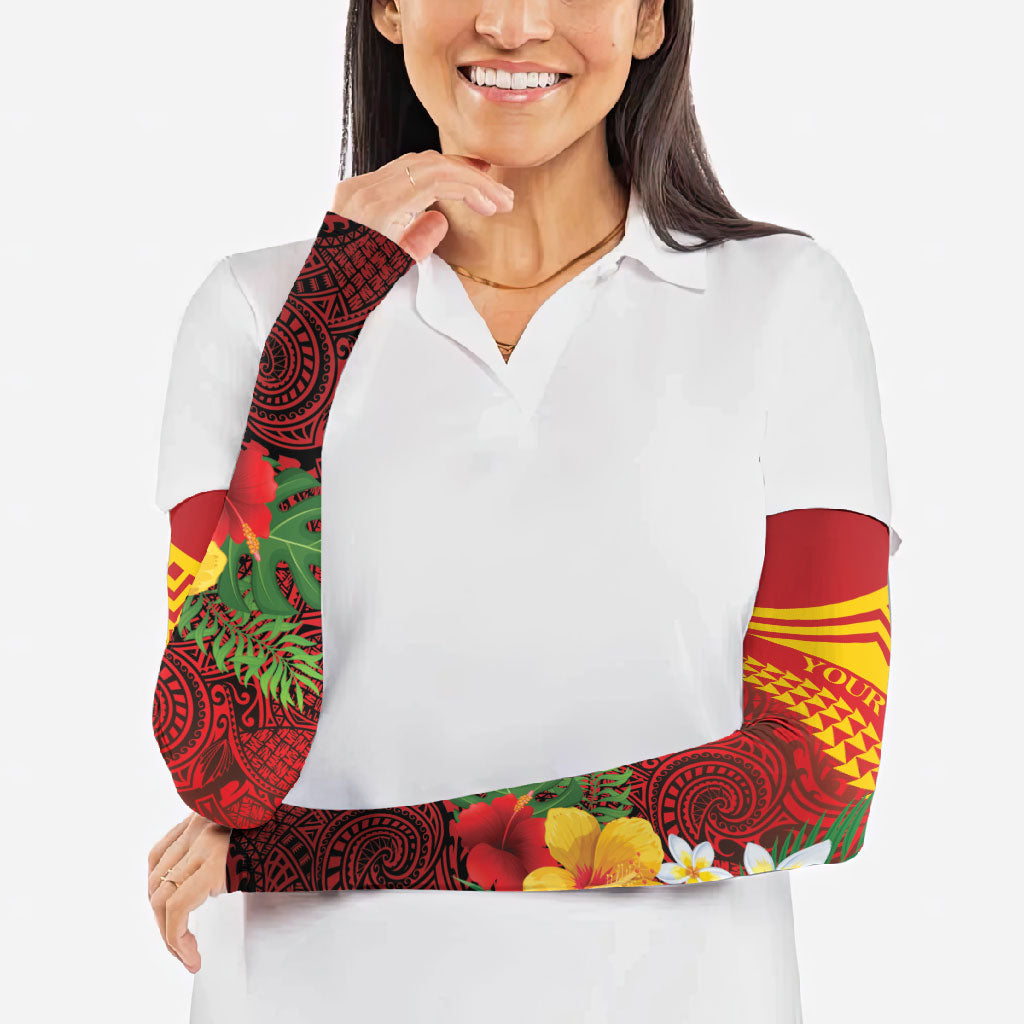 Hawaii Ku Kia'i Mauna Personalized Arm Sleeves Hibiscus Kakau Pattern LT9 - Polynesian Pride