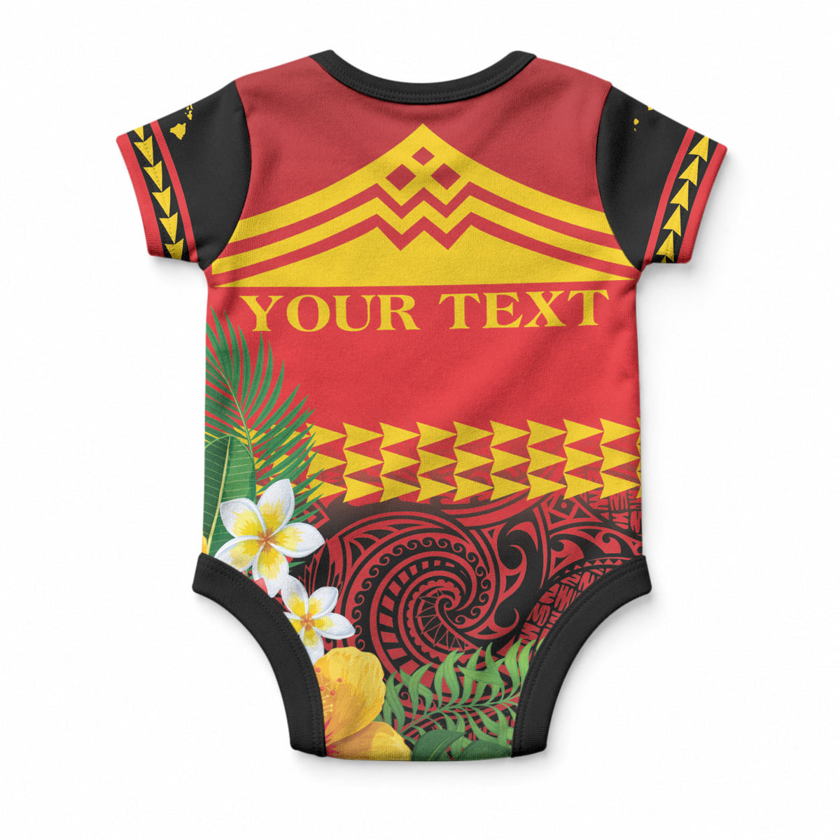 Hawaii Ku Kia'i Mauna Personalized Baby Onesie Hibiscus Kakau Pattern LT9 - Polynesian Pride