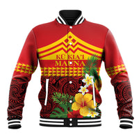 Hawaii Ku Kia'i Mauna Personalized Baseball Jacket Hibiscus Kakau Pattern LT9 Unisex Red - Polynesian Pride