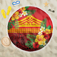 Hawaii Ku Kia'i Mauna Beach Blanket Hibiscus Kakau Pattern LT9 One Size 150cm Red - Polynesian Pride
