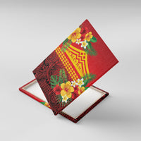 Hawaii Ku Kia'i Mauna Canvas Wall Art Hibiscus Kakau Pattern LT9 With Frame Red - Polynesian Pride