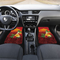 Hawaii Ku Kia'i Mauna Personalized Car Mats Hibiscus Kakau Pattern LT9 Set 2pcs - Front Red - Polynesian Pride