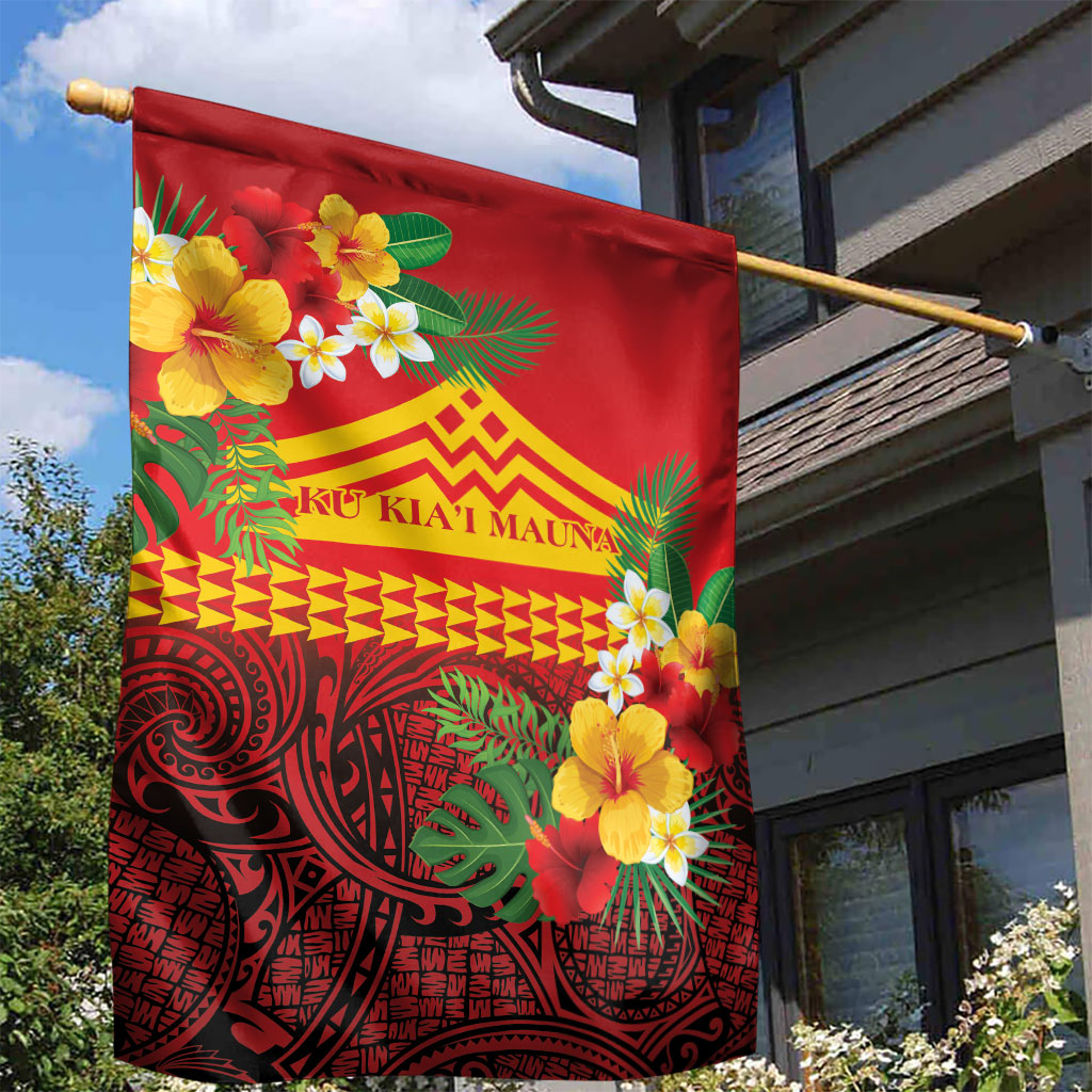 Hawaii Ku Kia'i Mauna Garden Flag Hibiscus Kakau Pattern LT9 - Polynesian Pride