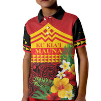Hawaii Ku Kia'i Mauna Personalized Kid Polo Shirt Hibiscus Kakau Pattern LT9 Kid Red - Polynesian Pride