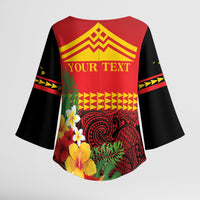 Hawaii Ku Kia'i Mauna Personalized Kimono Sleeve Blouse Hibiscus Kakau Pattern LT9 - Polynesian Pride