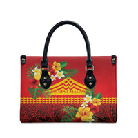 Hawaii Ku Kia'i Mauna Leather Bag Hibiscus Kakau Pattern LT9 - Polynesian Pride