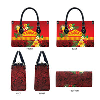 Hawaii Ku Kia'i Mauna Leather Bag Hibiscus Kakau Pattern LT9 - Polynesian Pride