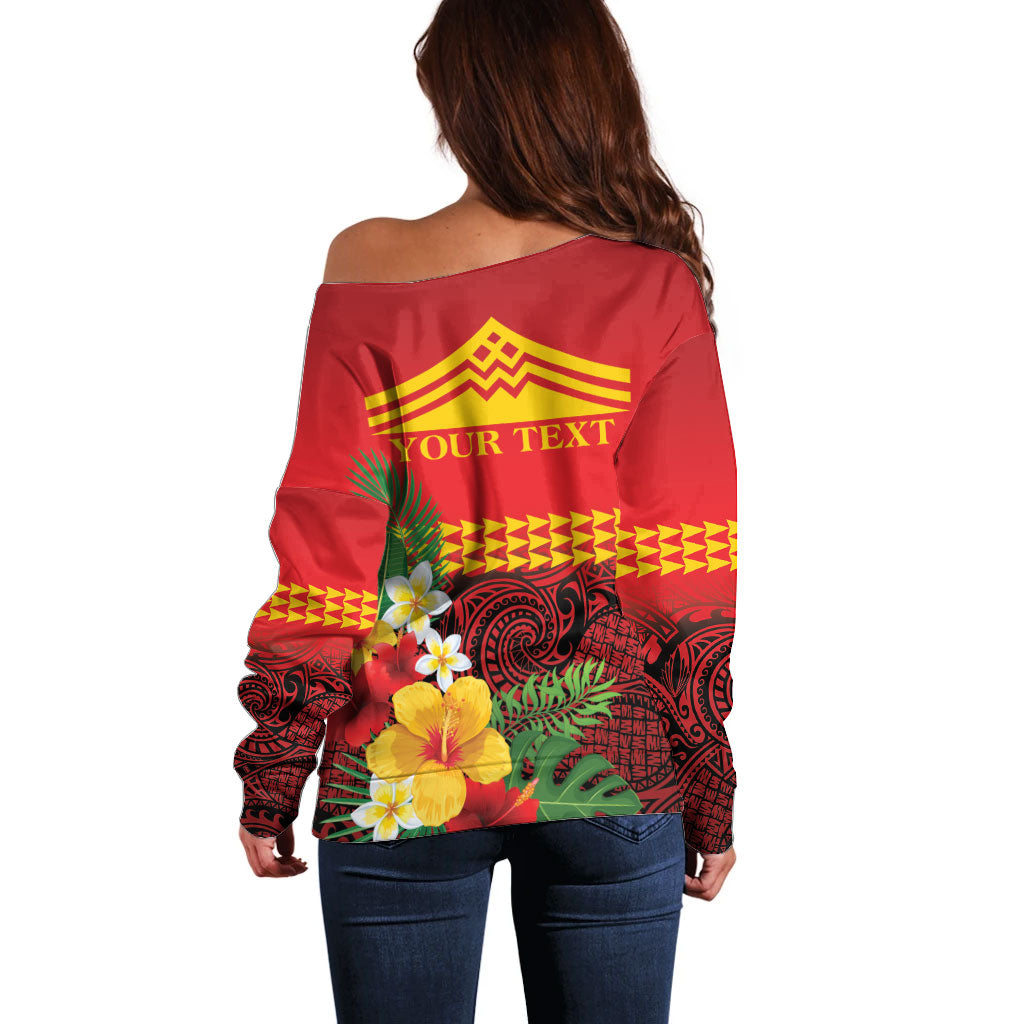 Hawaii Ku Kia'i Mauna Personalized Off Shoulder Sweater Hibiscus Kakau Pattern LT9 - Polynesian Pride