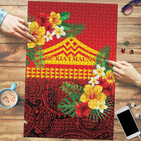 Hawaii Ku Kia'i Mauna Puzzle Hibiscus Kakau Pattern LT9 Red - Polynesian Pride