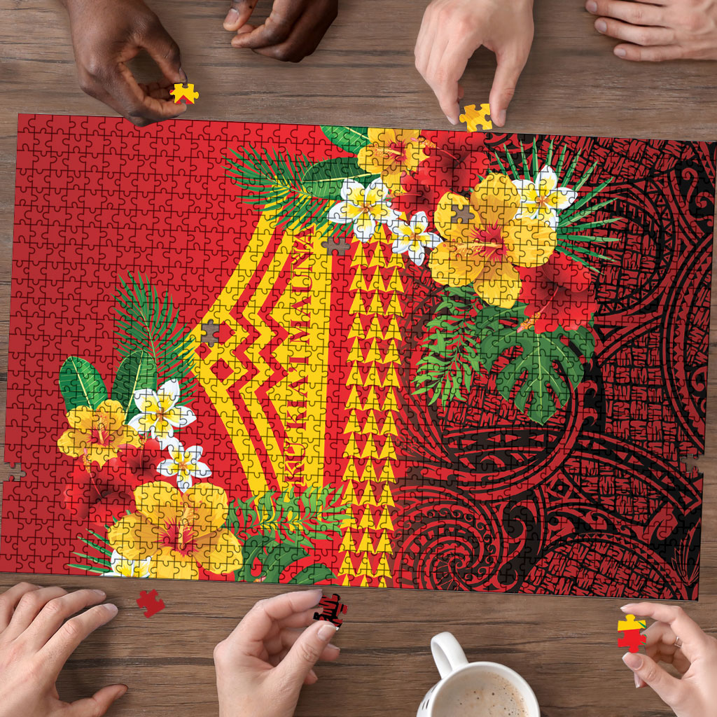 Hawaii Ku Kia'i Mauna Puzzle Hibiscus Kakau Pattern LT9 - Polynesian Pride