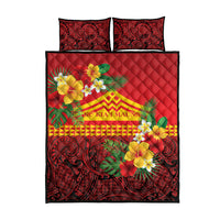 Hawaii Ku Kia'i Mauna Quilt Bed Set Hibiscus Kakau Pattern LT9 - Polynesian Pride