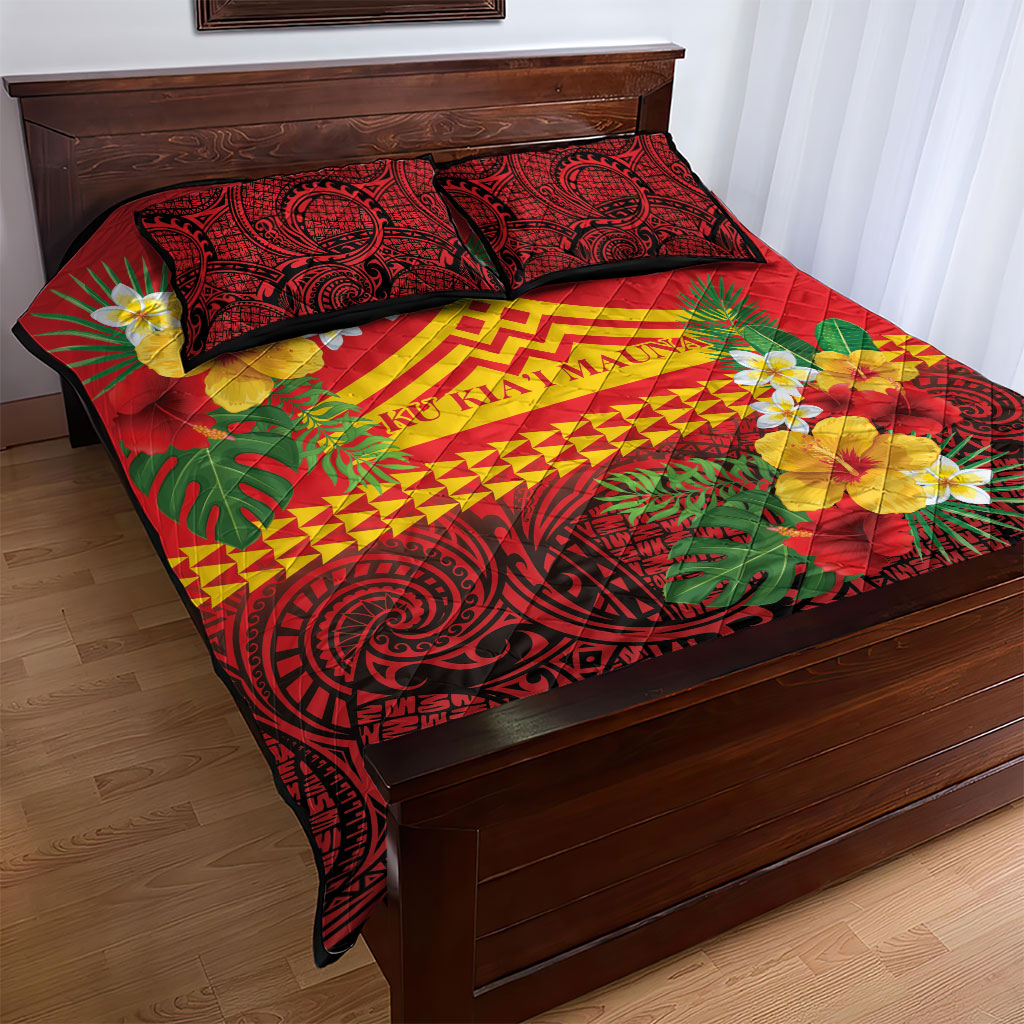 Hawaii Ku Kia'i Mauna Quilt Bed Set Hibiscus Kakau Pattern LT9 - Polynesian Pride