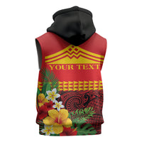 Hawaii Ku Kia'i Mauna Personalized Sleeveless Zip Hoodie Hibiscus Kakau Pattern LT9 - Polynesian Pride