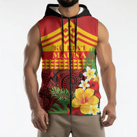 Hawaii Ku Kia'i Mauna Personalized Sleeveless Zip Hoodie Hibiscus Kakau Pattern LT9 - Polynesian Pride