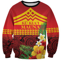Hawaii Ku Kia'i Mauna Personalized Sweatshirt Hibiscus Kakau Pattern LT9 Unisex Red - Polynesian Pride