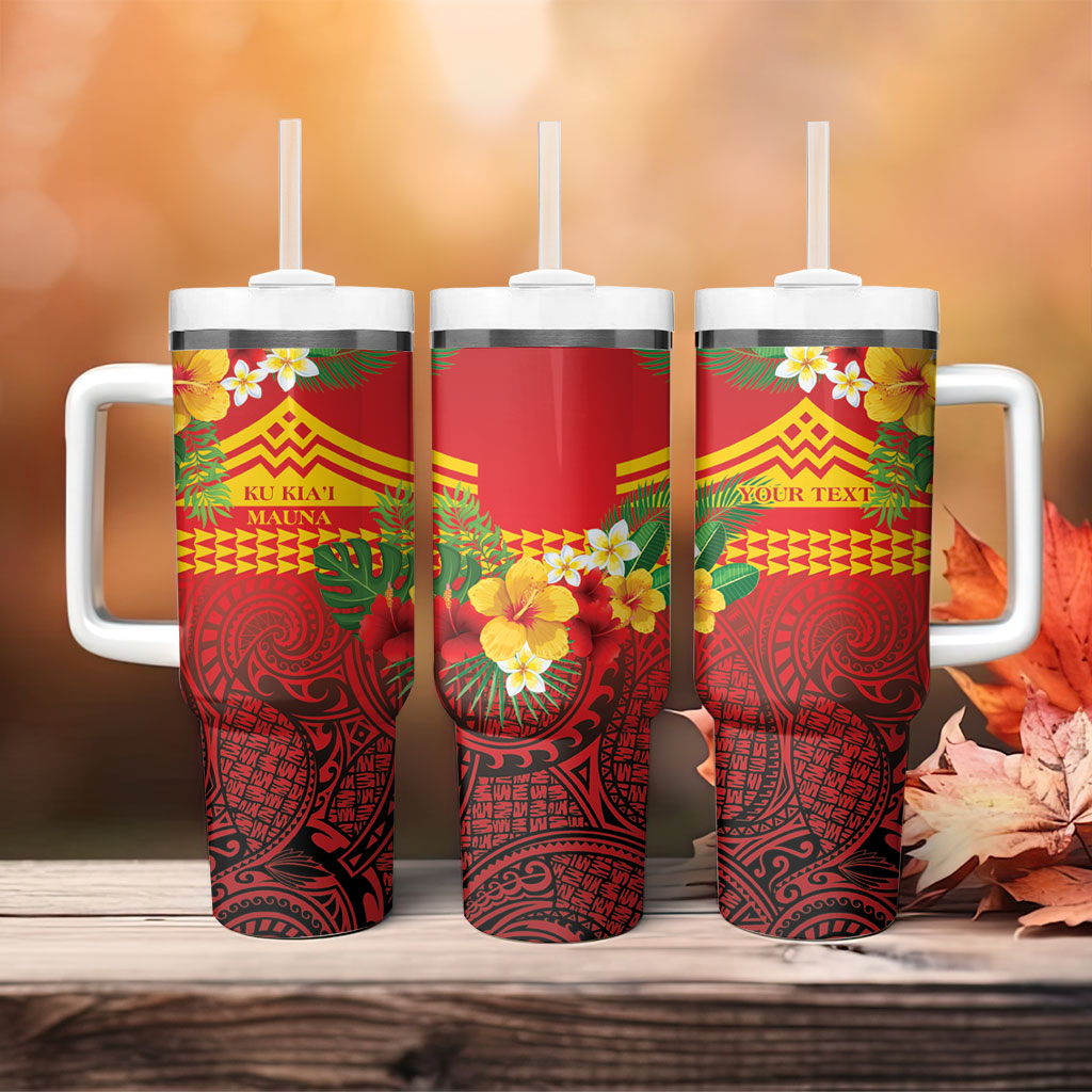 Hawaii Ku Kia'i Mauna Personalized Tumbler With Handle Hibiscus Kakau Pattern LT9 - Polynesian Pride