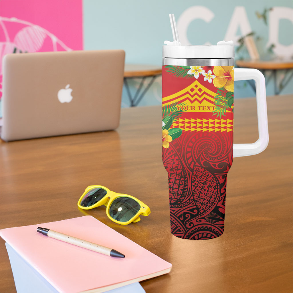 Hawaii Ku Kia'i Mauna Personalized Tumbler With Handle Hibiscus Kakau Pattern LT9 - Polynesian Pride
