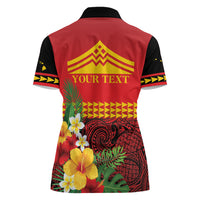 Hawaii Ku Kia'i Mauna Personalized Women Polo Shirt Hibiscus Kakau Pattern LT9 - Polynesian Pride