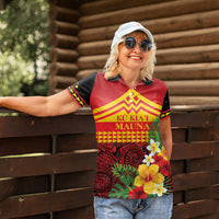 Hawaii Ku Kia'i Mauna Personalized Women Polo Shirt Hibiscus Kakau Pattern LT9 - Polynesian Pride