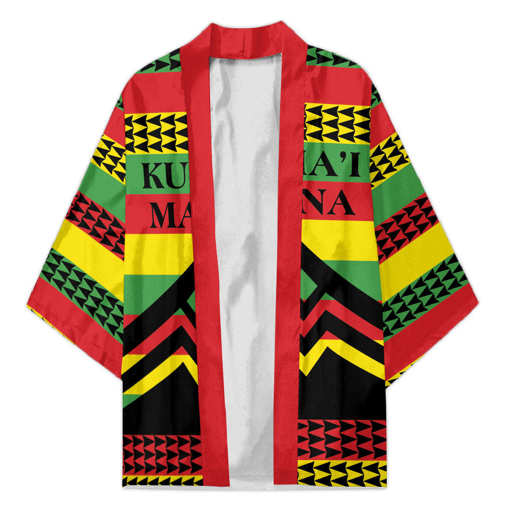 Hawaii Ku Kia'i Mauna Personalized Kimono Hawaiian Kanaka Maoli Motif LT9 Unisex Green - Polynesian Pride
