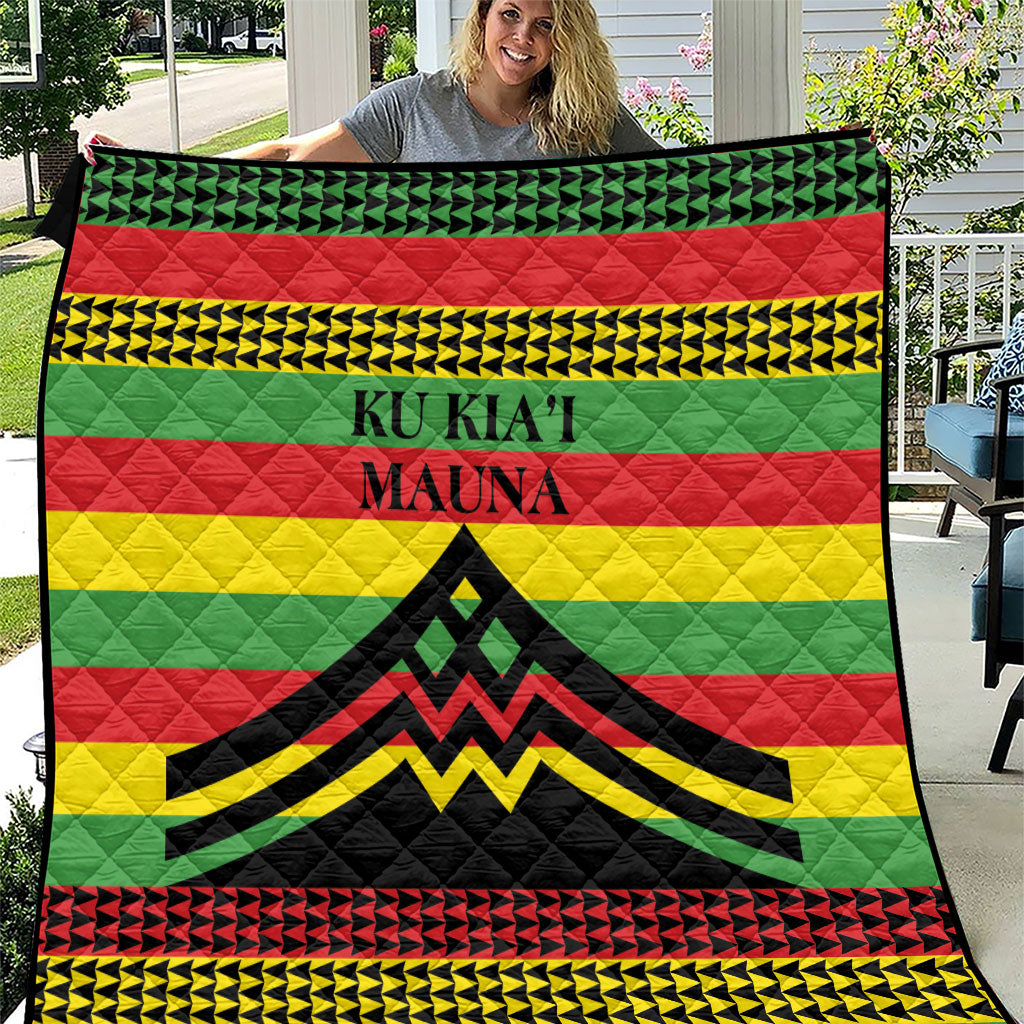 Hawaii Ku Kia'i Mauna Quilt Hawaiian Kanaka Maoli Motif LT9 Green - Polynesian Pride