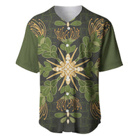 Hawaii Ohia Lehua Squares Baseball Jersey Hawaiian Quilt Inspired Floral Pattern LT9 Green - Polynesian Pride