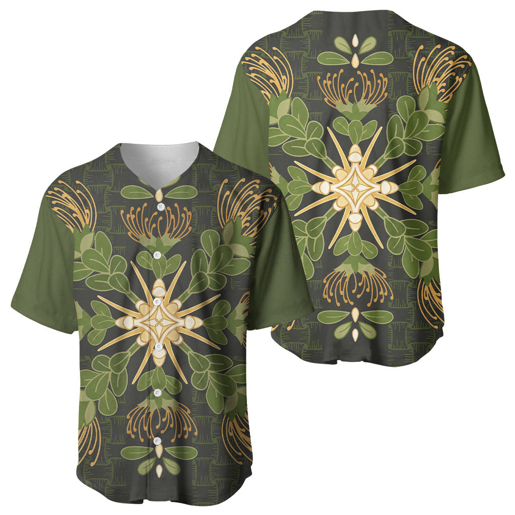 Hawaii Ohia Lehua Squares Baseball Jersey Hawaiian Quilt Inspired Floral Pattern LT9 - Polynesian Pride