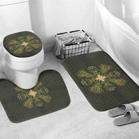 Hawaii Ohia Lehua Squares Bathroom Set Hawaiian Quilt Inspired Floral Pattern LT9 Mat Set Only (3 pcs) One Size Green - Polynesian Pride