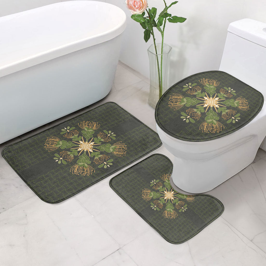 Hawaii Ohia Lehua Squares Bathroom Set Hawaiian Quilt Inspired Floral Pattern LT9 - Polynesian Pride