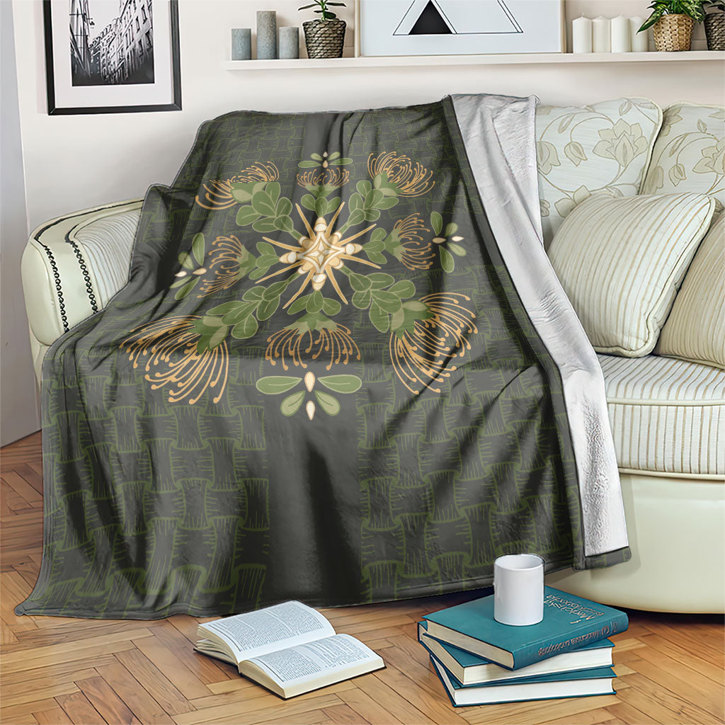 Hawaii Ohia Lehua Squares Blanket Hawaiian Quilt Inspired Floral Pattern LT9 Green - Polynesian Pride
