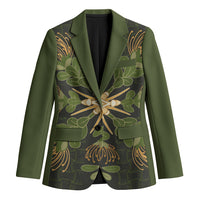 Hawaii Ohia Lehua Squares Blazer Hawaiian Quilt Inspired Floral Pattern LT9 Unisex Green - Polynesian Pride