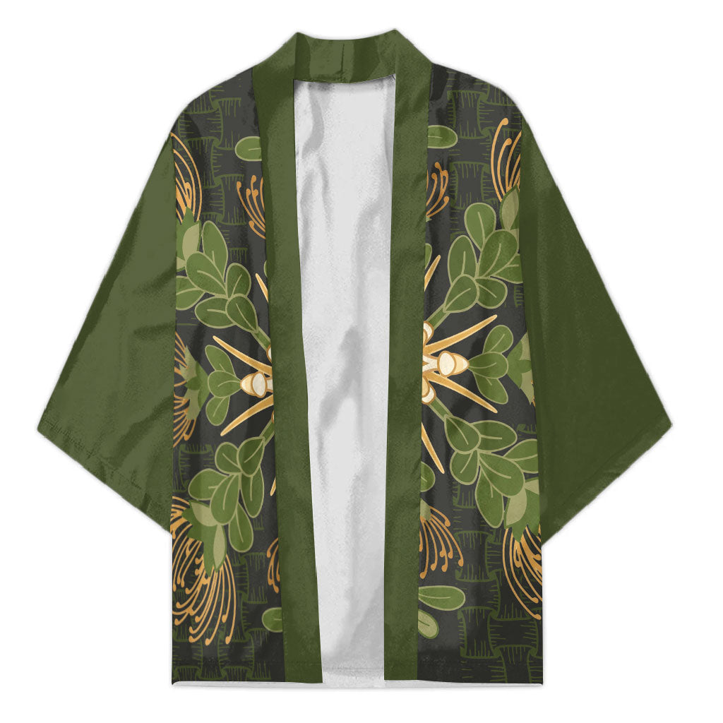 Hawaii Ohia Lehua Squares Kimono Hawaiian Quilt Inspired Floral Pattern LT9 Unisex Green - Polynesian Pride