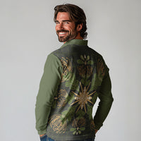 Hawaii Ohia Lehua Squares Long Sleeve Polo Shirt Hawaiian Quilt Inspired Floral Pattern LT9 - Polynesian Pride