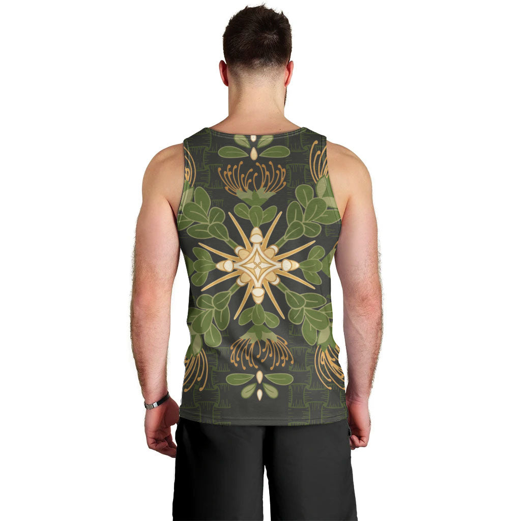 Hawaii Ohia Lehua Squares Men Tank Top Hawaiian Quilt Inspired Floral Pattern LT9 - Polynesian Pride