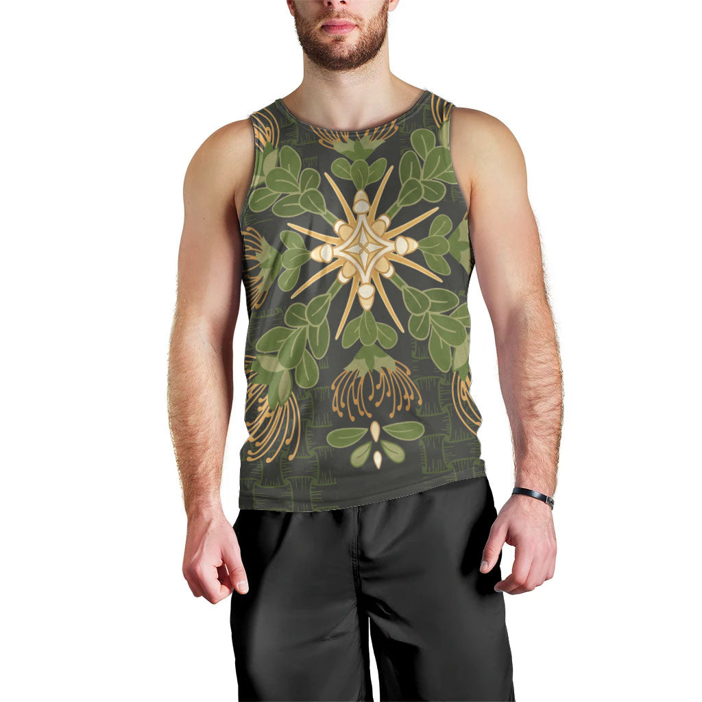 Hawaii Ohia Lehua Squares Men Tank Top Hawaiian Quilt Inspired Floral Pattern LT9 - Polynesian Pride
